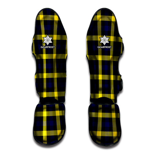 Yellow Navy And Black Plaid Print Muay Thai Shin Guard