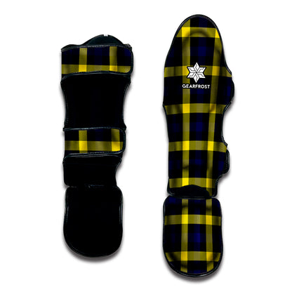 Yellow Navy And Black Plaid Print Muay Thai Shin Guard
