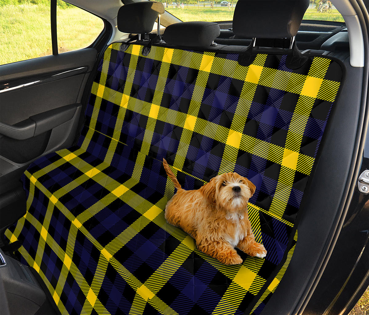 Yellow Navy And Black Plaid Print Pet Car Back Seat Cover