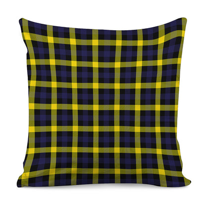 Yellow Navy And Black Plaid Print Pillow Cover