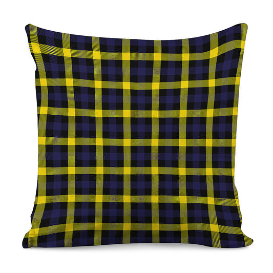 Yellow Navy And Black Plaid Print Pillow Cover