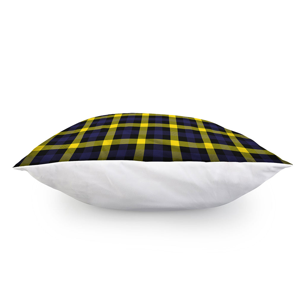 Yellow Navy And Black Plaid Print Pillow Cover
