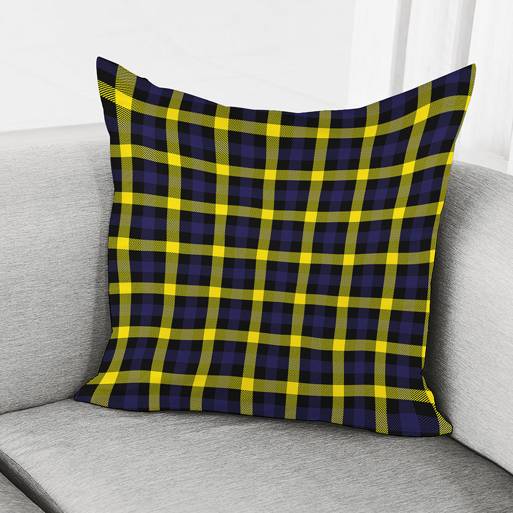 Yellow Navy And Black Plaid Print Pillow Cover