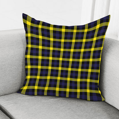 Yellow Navy And Black Plaid Print Pillow Cover