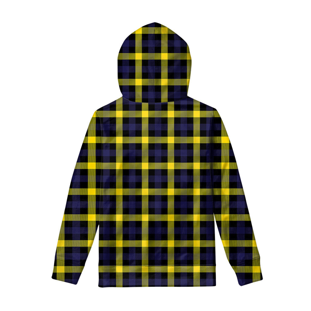 Yellow Navy And Black Plaid Print Pullover Hoodie