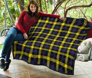 Yellow Navy And Black Plaid Print Quilt