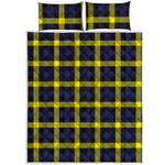 Yellow Navy And Black Plaid Print Quilt Bed Set