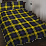 Yellow Navy And Black Plaid Print Quilt Bed Set