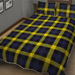 Yellow Navy And Black Plaid Print Quilt Bed Set