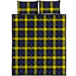 Yellow Navy And Black Plaid Print Quilt Bed Set