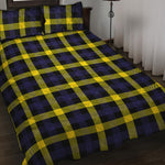 Yellow Navy And Black Plaid Print Quilt Bed Set