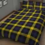 Yellow Navy And Black Plaid Print Quilt Bed Set