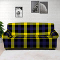 Yellow Navy And Black Plaid Print Sofa Cover