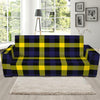 Yellow Navy And Black Plaid Print Sofa Slipcover