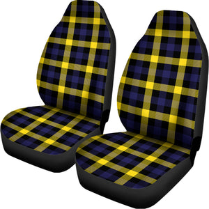 Yellow Navy And Black Plaid Print Universal Fit Car Seat Covers