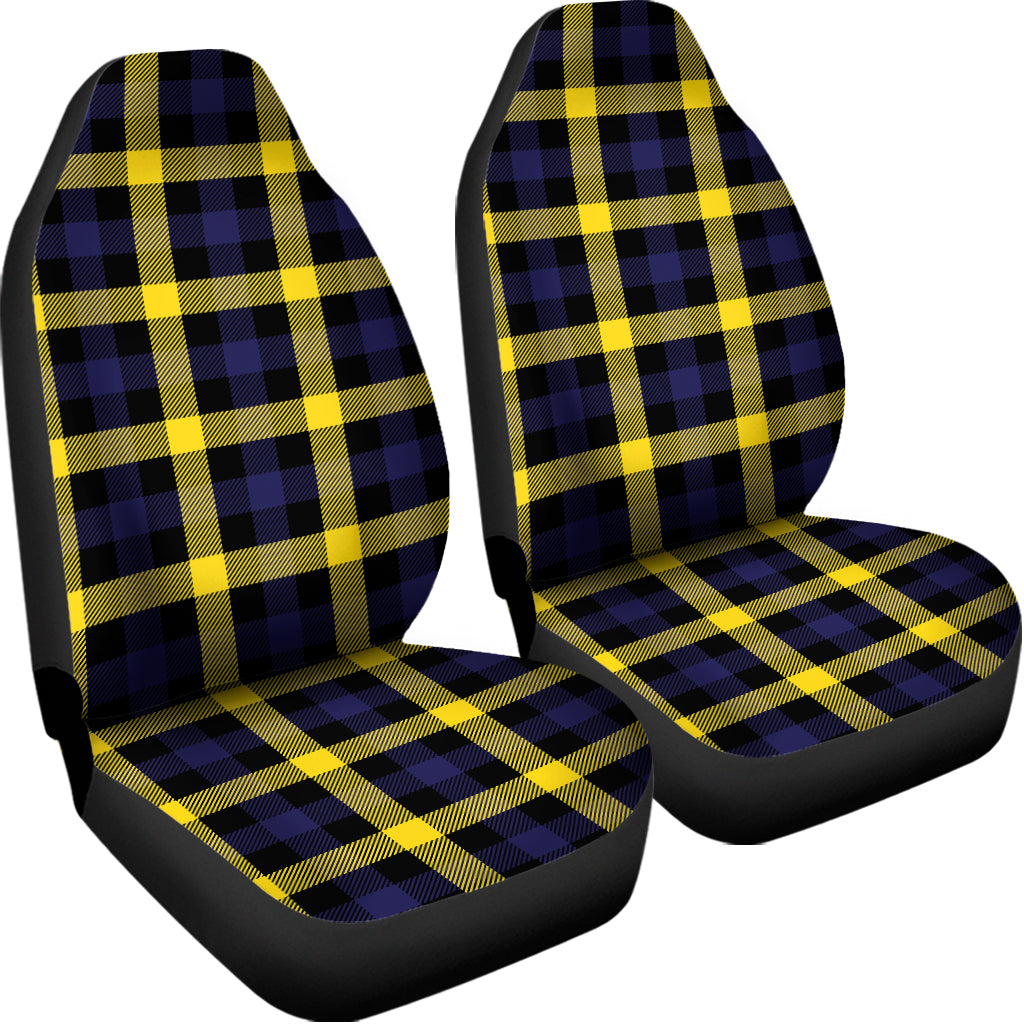 Yellow Navy And Black Plaid Print Universal Fit Car Seat Covers