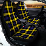 Yellow Navy And Black Plaid Print Universal Fit Car Seat Covers