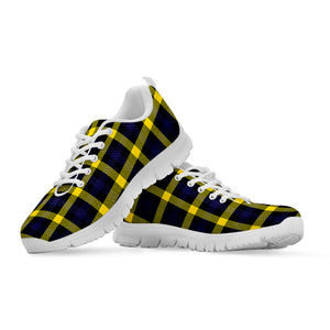 Yellow Navy And Black Plaid Print White Sneakers