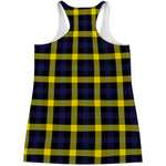 Yellow Navy And Black Plaid Print Women's Racerback Tank Top