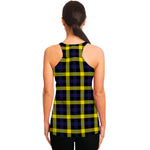 Yellow Navy And Black Plaid Print Women's Racerback Tank Top
