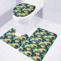 Yellow Orchid Pattern Print 3 Piece Bath Mat Set