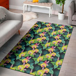 Yellow Orchid Pattern Print Area Rug