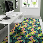 Yellow Orchid Pattern Print Area Rug