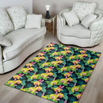 Yellow Orchid Pattern Print Area Rug