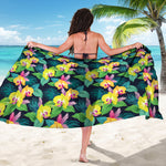 Yellow Orchid Pattern Print Beach Sarong Wrap