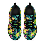 Yellow Orchid Pattern Print Black Sneakers