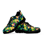 Yellow Orchid Pattern Print Black Sneakers