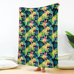 Yellow Orchid Pattern Print Blanket