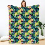 Yellow Orchid Pattern Print Blanket