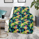 Yellow Orchid Pattern Print Blanket