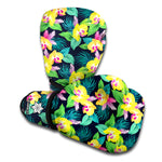 Yellow Orchid Pattern Print Boxing Gloves