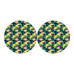Yellow Orchid Pattern Print Car Coasters