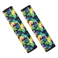 Yellow Orchid Pattern Print Car Seat Belt Covers