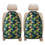 Yellow Orchid Pattern Print Car Seat Organizers