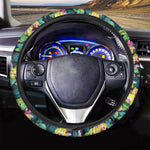 Yellow Orchid Pattern Print Car Steering Wheel Cover