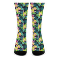 Yellow Orchid Pattern Print Crew Socks