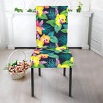 Yellow Orchid Pattern Print Dining Chair Slipcover