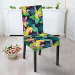 Yellow Orchid Pattern Print Dining Chair Slipcover