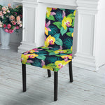 Yellow Orchid Pattern Print Dining Chair Slipcover