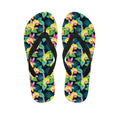 Yellow Orchid Pattern Print Flip Flops