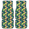 Yellow Orchid Pattern Print Front and Back Car Floor Mats