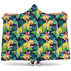 Yellow Orchid Pattern Print Hooded Blanket