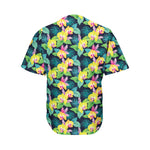 Yellow Orchid Pattern Print Men's Baseball Jersey