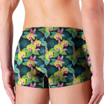 Yellow Orchid Pattern Print Men's Boxer Briefs