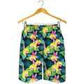 Yellow Orchid Pattern Print Men's Shorts
