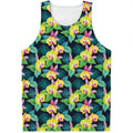 Yellow Orchid Pattern Print Men's Tank Top